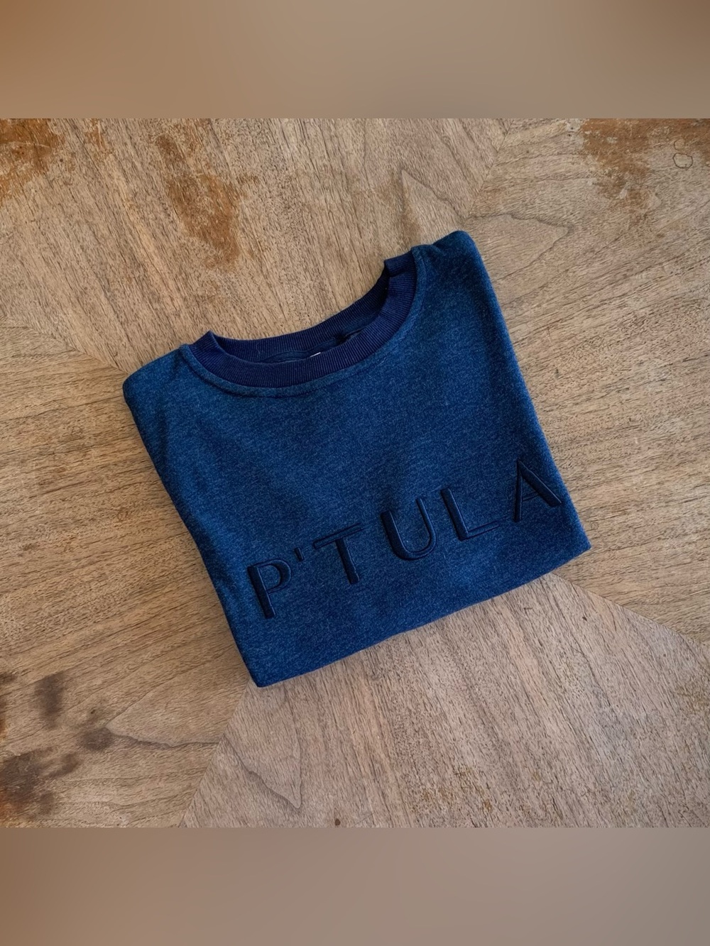 P’tula Navy Light Fleece Crop Crew Sweatshirt